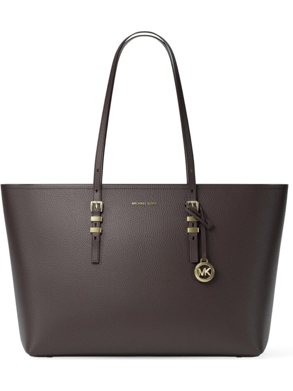 Women’s Gold-tone Hardware/Pebble Leather/Chocolate  Imported Large Quinn Top-Zi
